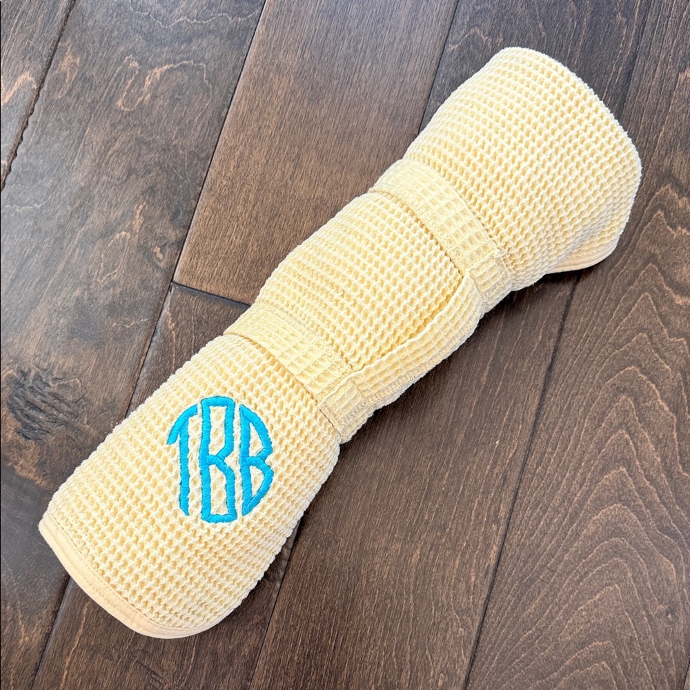 Pastel Yellow baby blanket or bath towel - TBB monogram